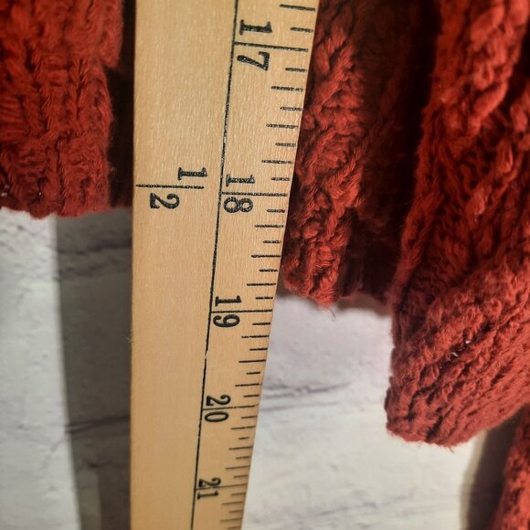 Free People Womens Oversized Cropped Knit Sweater Red Brick - Picture 12 of 12
